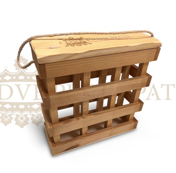 <b>Cassa Legno Massello per 3 Bottiglie con Manichetta</b>